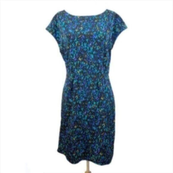 Freebird Blue/Green Print Business Casual Dress Large - Picture 1 of 6